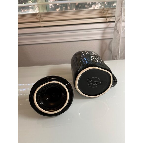 Rae Dunn "Honey Bee" Mug With Lid - Black & Yellow Ceramic - Cute 5" Tall Coffee - Picture 4 of 11